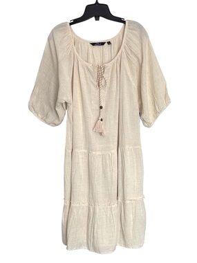 Mlle Gabrielle Boho Cotton Linen Blend Dress NWT Size L